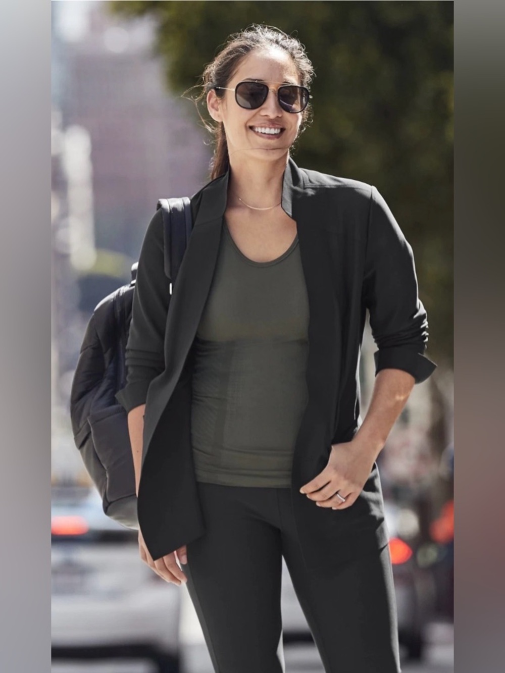 Athleta Women's Avenue Blazer Black Casual/Work Jacket Open-Front Size 12